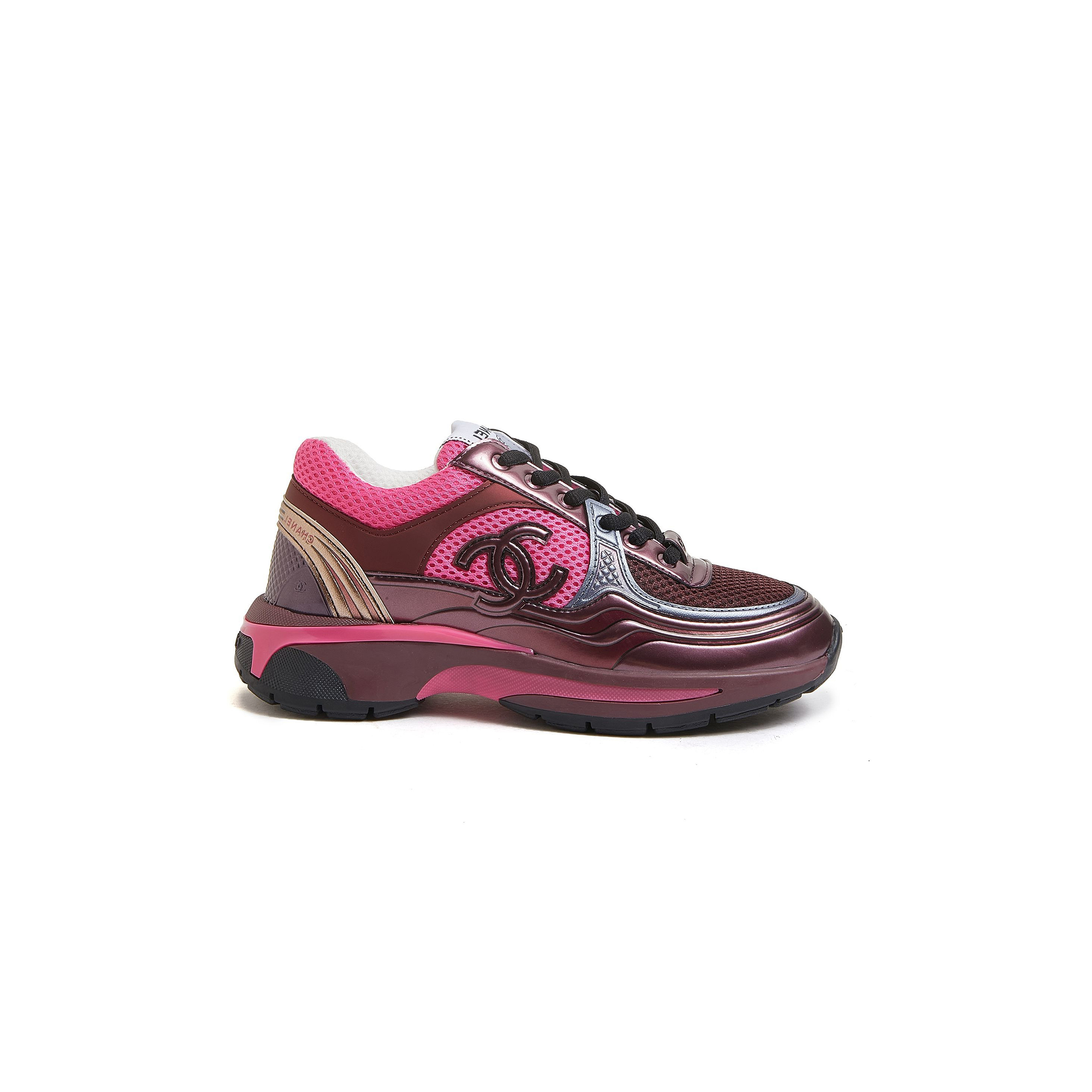CHANEL FABRIC LAMINATED CALFSKIN STRETCH CC WOMENS SNEAKERS